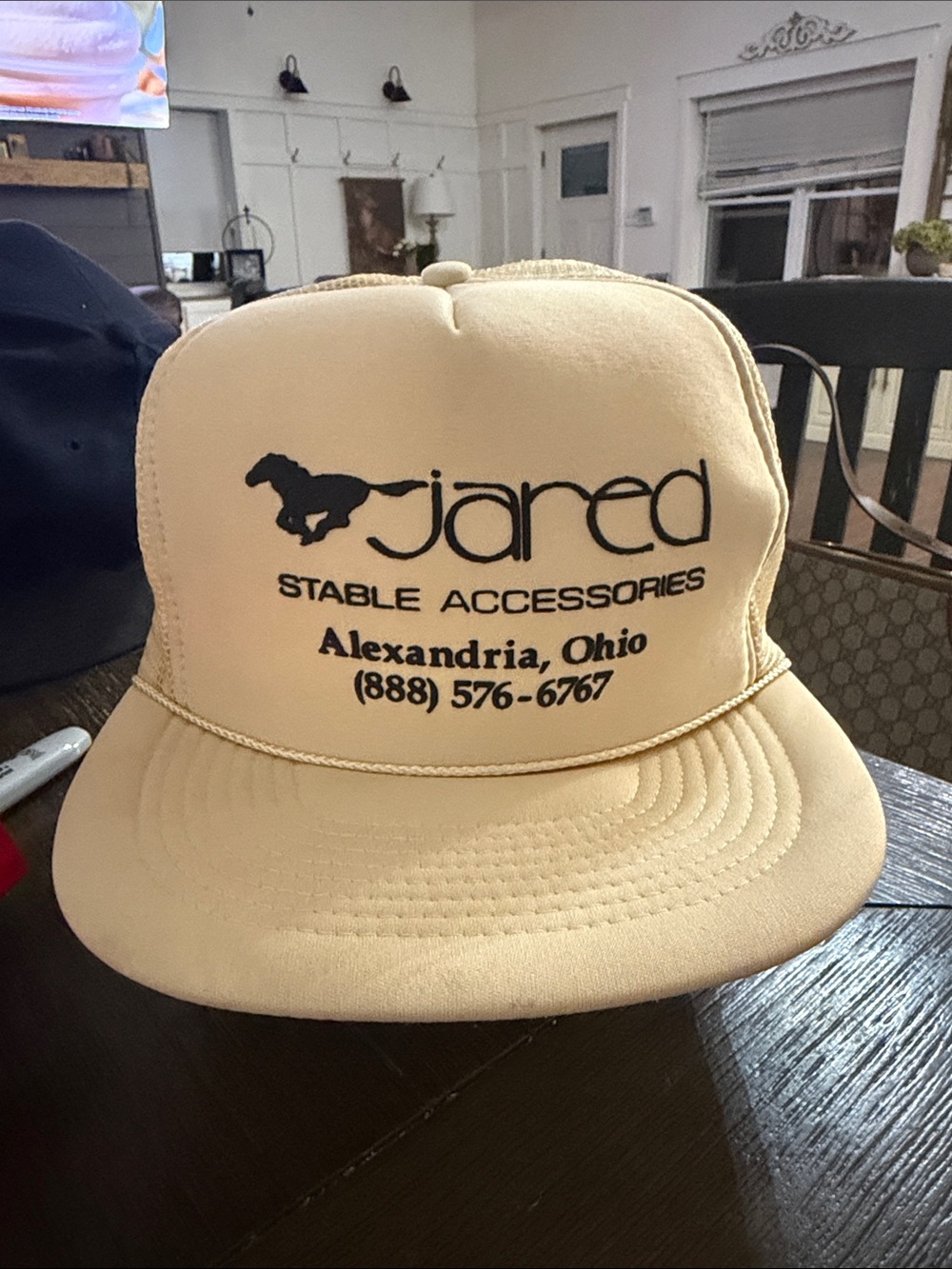 Vintage Jared Stable SnapBack Beige Trucker Hat